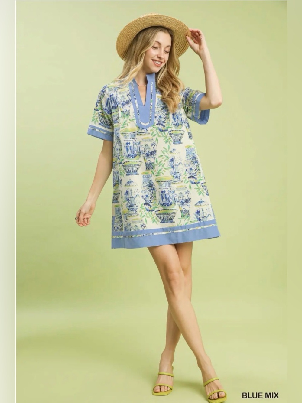 Umgee Mix Abstract Print Mini Dress 💙🌿🛍️